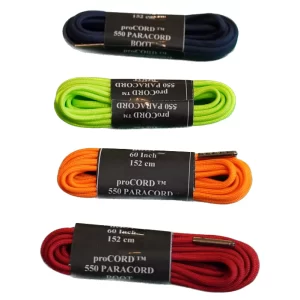 550 Paracord Bootlaces w/Black metal tips